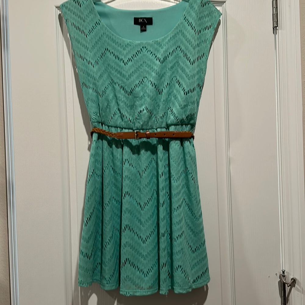 Mint crocheted dress with belt
